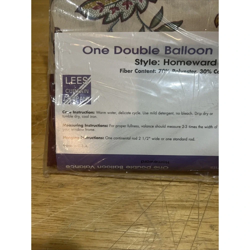 Vtg Ames Store Double Balloon Valance Homeward‎ Floral Garden Maroon 60x15